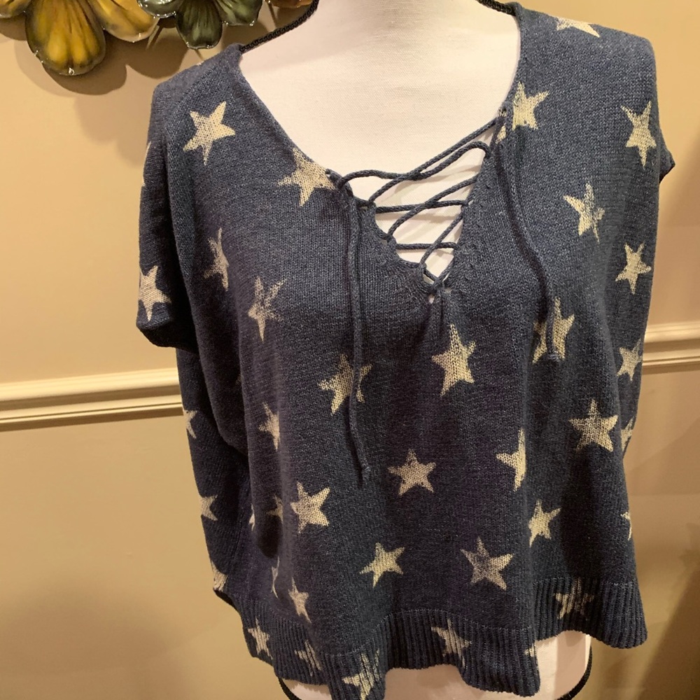 Tie Front Ralph Lauren Distressed Blue Star Shirt
